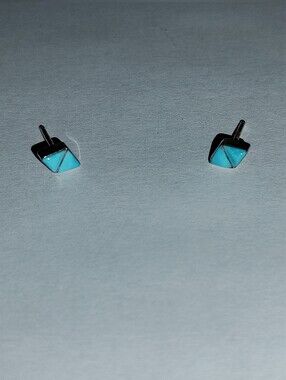 Sterling Silver Turquoise Triangle Stud Earrings